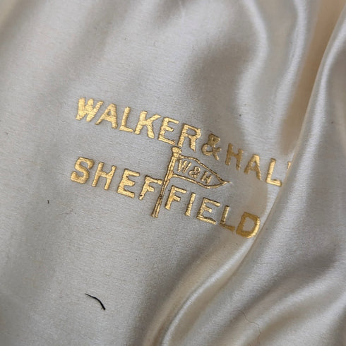 1911 年英國古董 6 純銀茶匙和糖鉗套裝,裝在 Case Walker&Hall 中